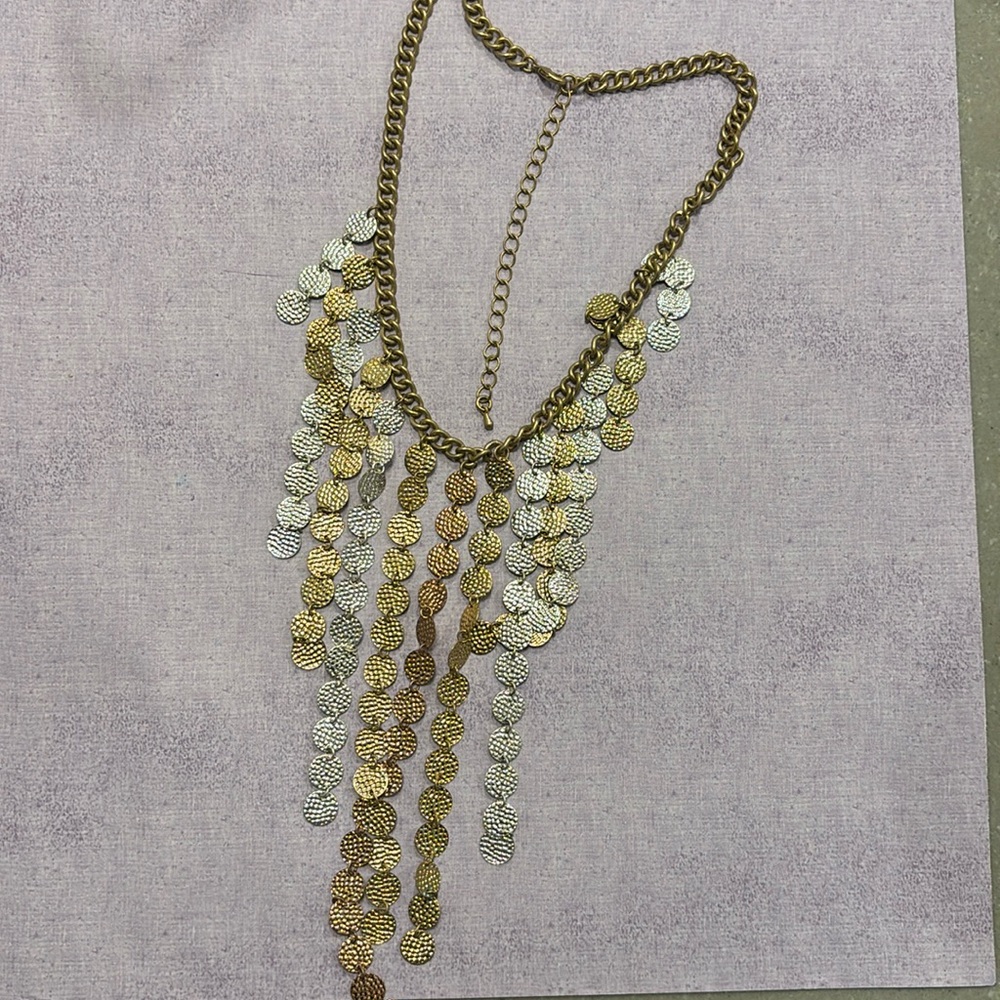 Aldo. Rose gold and gold and silver sequin fringe necklace #festivalvibes